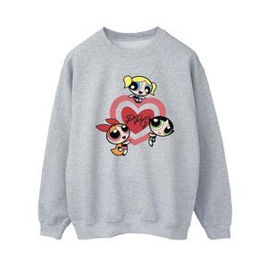 The Powerpuff Girls Womens/Ladies Double Heart Sweatshirt / Sport Grey
